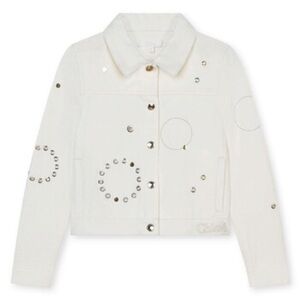 Chloé White Stud-Embellished Denim Jacket